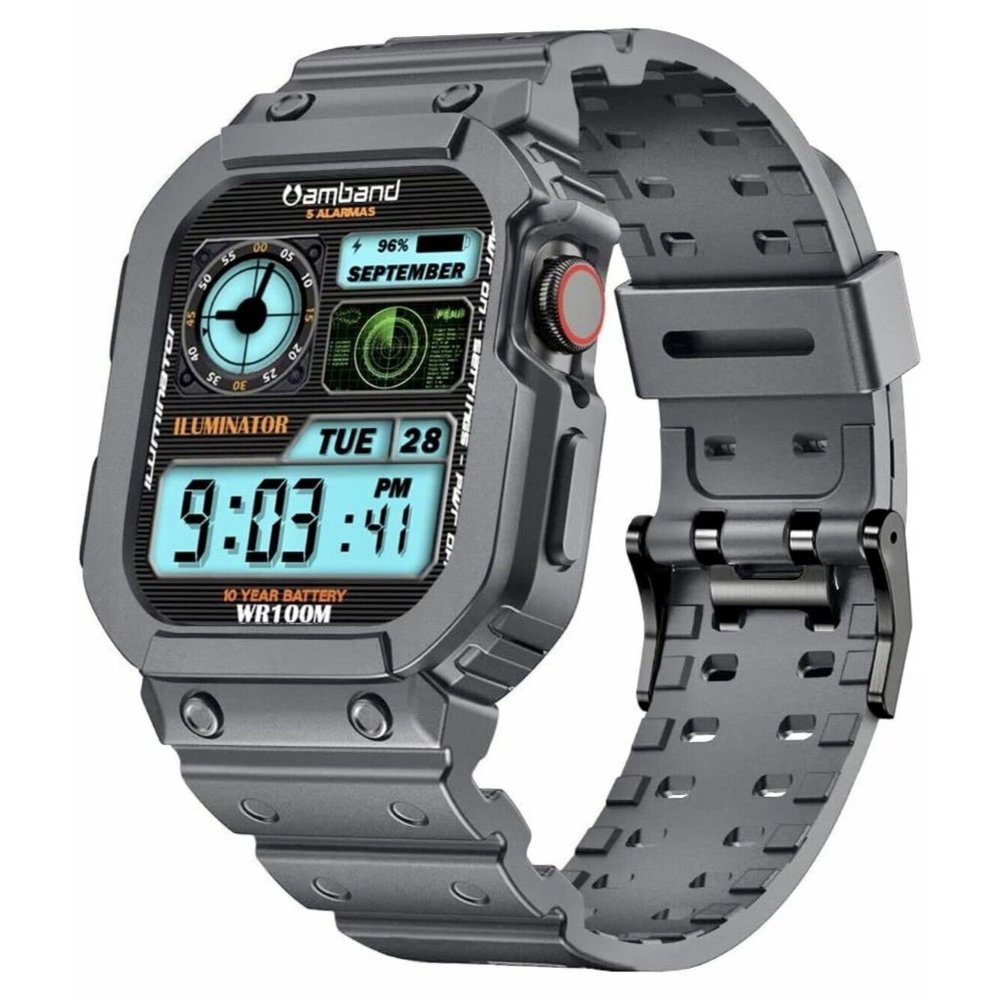 Apple Watch Band 45mm Bumper Case amBand Rugged Drop Proof Shockproof Space Gray